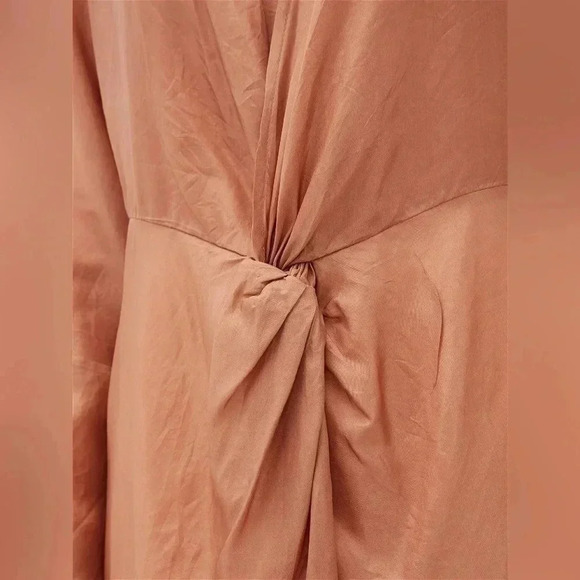 MES DEMOISELLES Blush BrownTwilight Gathered 100% Silk Satin Blouse Size 8 US M - Picture 5 of 8